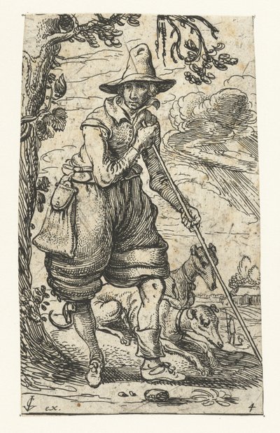 Cazador con dos perros de Esaias van de Velde