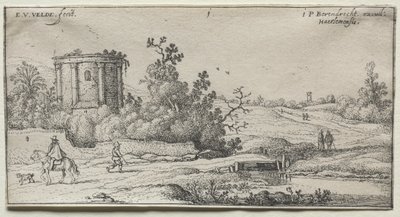 Paisajes: Paisaje con ruinas de un templo romano de Esaias van de Velde