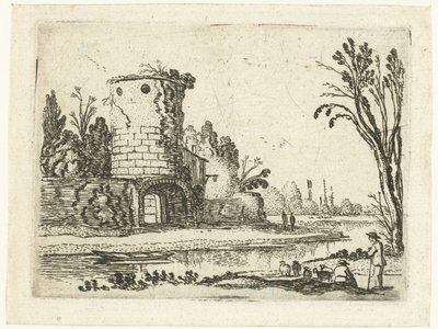 Torre redonda con puerta Pequeños paisajes (título de serie) de Esaias van de Velde