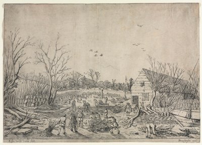 The Great Flood of January 10, 1624 (or Repairing the Broken Dike on the River Lek by Vianen, 1624) de Esaias van de Velde