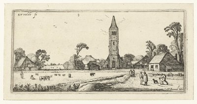 Excursionistas en una carretera cerca de Spaarnwoude Paisajes (título de la serie) de Esaias van de Velde