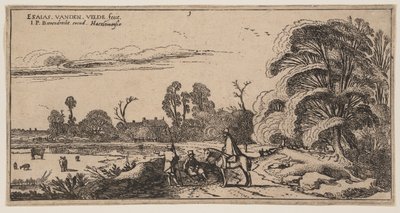 Camino a la derecha de un campo, de Paisajes de Esaias van den Velde I