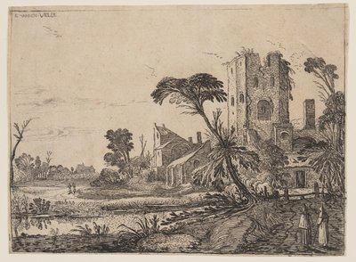 Dos monjes en el camino de Esaias van den Velde I