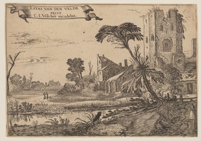 Dos monjes en el camino de Esaias van den Velde I
