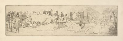 Escena de granja con toros de Esther Blaikie MacKinnon