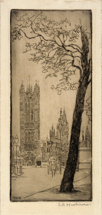 Escena londinense con iglesia de Esther Blaikie MacKinnon