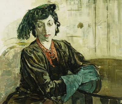 Pluma y guantes verdes de Ethel Gabain
