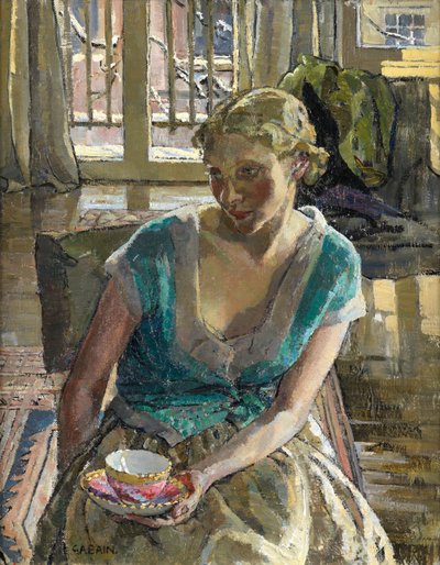 Té en invierno (óleo sobre lienzo) de Ethel Gabain