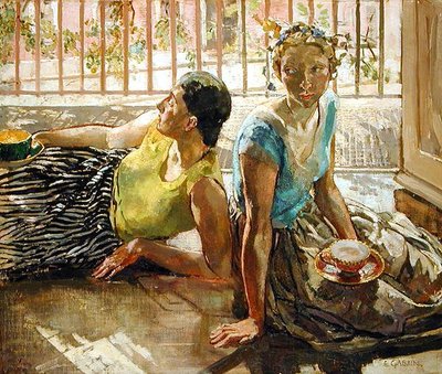 Dos chicas, c.1935 (óleo sobre lienzo) de Ethel Gabain