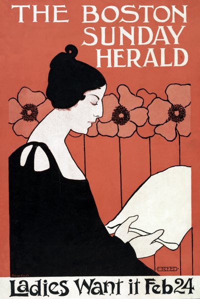 The Boston Sunday Herald - Ladies Want It Feb. 24, pub. c. 1900 de Ethel Reed
