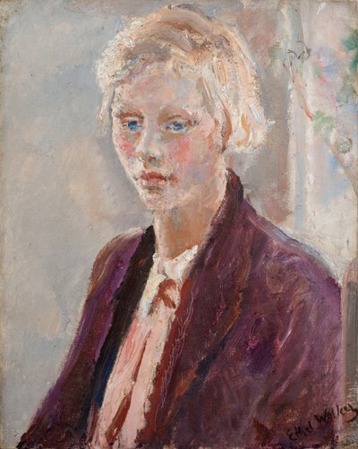 Muchacha rubia con chaqueta morada, c. 1935 (óleo sobre lienzo) de Ethel Walker