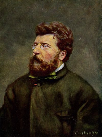 La música. El compositor francés Georges Bizet. Ilustración de Georges Bizet, Austria, c.1900 (postal) de Etienne (after) Carjat