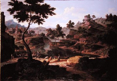 Paisaje Clásico con Figuras y Ruinas de Etienne Allegrain