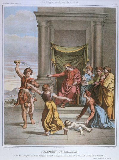 El juicio de Salomón, ilustración de un catecismo, c.1860 de Etienne Antoine Eugene Ronjat