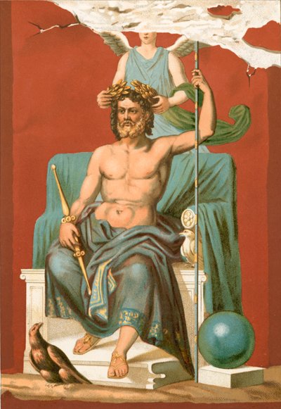 Zeus coronado por la Victoria de Etienne Antoine Eugene Ronjat