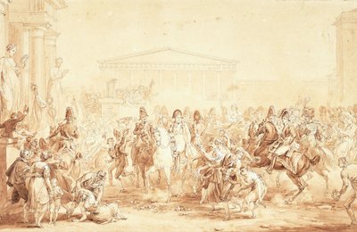 La Llegada del Emperador Napoleón I con la Emperatriz Marie-Louise al Hotel de Ville, París de Etienne Barthelemy Garnier