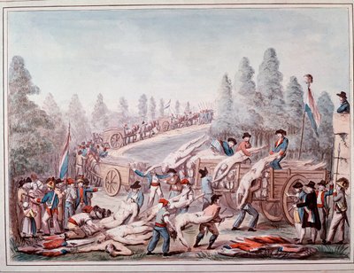 Transporte de cadáveres durante la Revolución (acuarela, circa 1790) de Etienne Bericourt