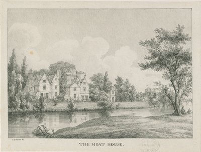 Tamworth - La Casa del Foso: zincografía, nd [1796-1865] de Etienne Bruno Hamel