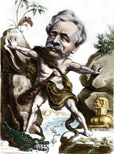 Ferdinand de Lesseps (1805-1894), diplomático y administrador francés en el Canal de Suez. Caricatura de Carjat de Etienne Carjat