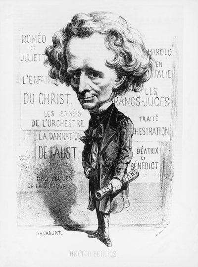 Francia, París, Caricatura del compositor Hector Berlioz (1803 - 1869) de Etienne Carjat