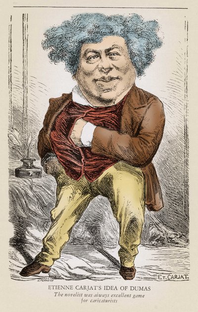 Retrato de Alexandre DUMAS (1803-1870) padre: caricatura de Etienne Carjat. de Etienne Carjat