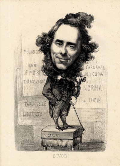 Hoja volante - Ilustración de Etienne Carjat (1826-1906): Sivori Camille Camillo (1815-1894) de Etienne Carjat