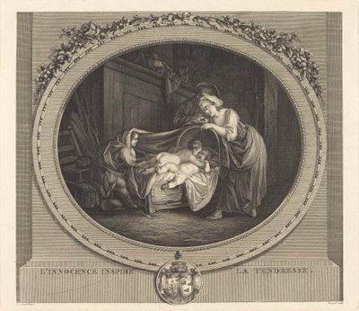 La inocencia inspira la ternura de Etienne Claude Voysard after Jean Honoré Fragonard
