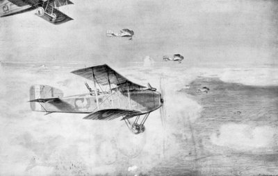 Un escuadrón francés de bombarderos diurnos sobre un mar de nubes, 1918, 1926 de Etienne Cournault