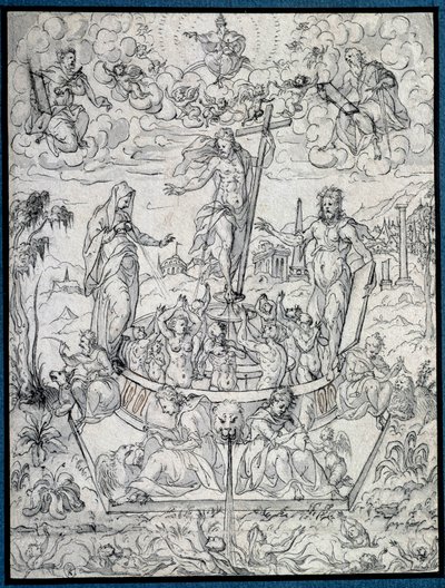 Alegoría de la religión. Dibujo de Etienne Delaune (1518-1583/95) siglo XVI París, Museo del Louvre de Etienne Delaune