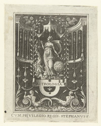 Astrología ASTROLOGÍA. (título en el objeto) Cuatro artes liberales, la perspectiva y la arquitectura, representadas por mujeres (versión posterior) (título de la serie) de Etienne Delaune