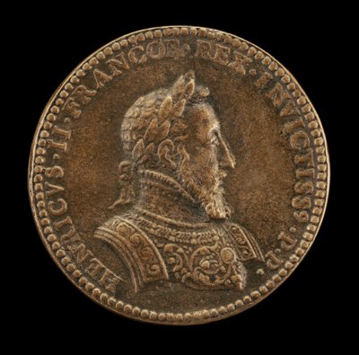 Enrique II, 1519-1559, rey de Francia 1547 [anverso] de Etienne Delaune