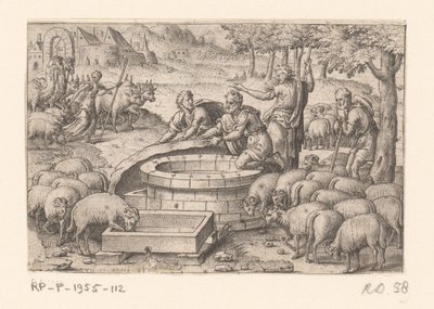 Jacob levanta la piedra del pozo
Histoire de la Genèse (título de la serie) de Etienne Delaune