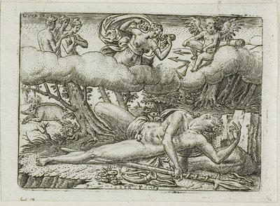 La muerte de Adonis de Etienne Delaune