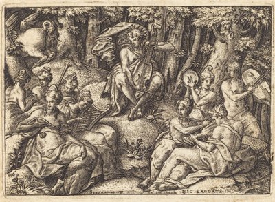 Apolo en el Monte Parnaso de Etienne Delaune after Niccolò dell