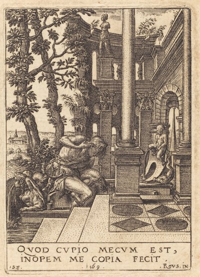 Narciso en la fuente de Etienne Delaune after Rosso Fiorentino