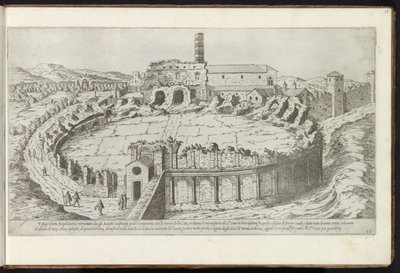 Anfiteatro Castrense de Roma Bouwwerken uit de oudheid (título de la serie) Los vestigios de la antigüedad en Roma recogidos y retratados en perspectiva por Stefano Du Perac Parisino (título de serie sobre objeto) de Etienne Duperac