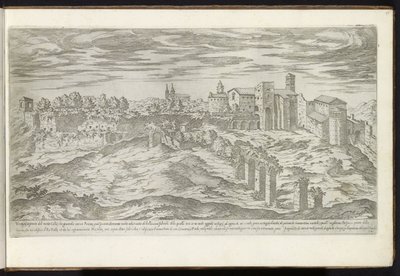 Monte Celio en Roma Bouwwerken uit de oudheid (título de la serie) Los vestigios de la antigüedad de Roma recogidos y retratos en perspectiva por Stefano Du Perac Parisino (título de serie sobre objeto) de Etienne Duperac