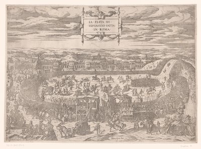 Fiesta papal en el Testaccio en Roma en 1534 La festa di Testaccio fatta in Roma (título sobre objeto) de Etienne Duperac