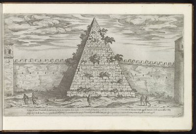 Pirámide de Cestio y Roma Bouwwerken uit de oudheid (título de la serie) Los vestigios de la antigüedad en Roma recogidos y retratados en perspectiva por Stefano Du Perac Parisino (título de serie sobre objeto) de Etienne Duperac