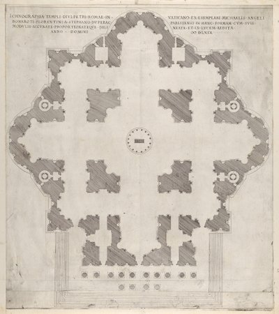 Speculum Romanae Magnificentiae: Plano de San Pedro, 1569 de Etienne Duperac