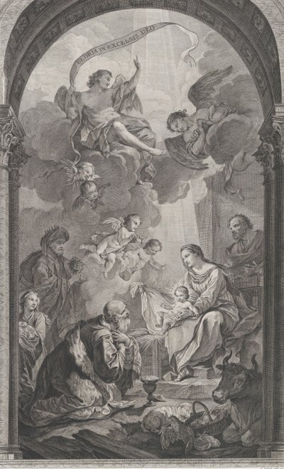 La Capilla de los Enfants-Trouvés en París: Los Reyes Magos Gaspar y Melchor adorando, 1752 de Etienne Fessard