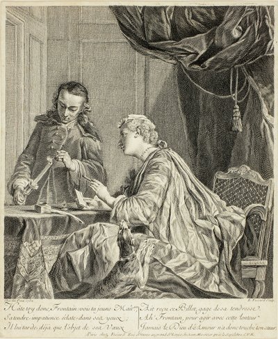 Mujer sellando una carta de Etienne Fessard