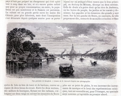 Vista general de Bangkok. Dibujo de E. Bocourt. de Etienne Gabriel Bocourt