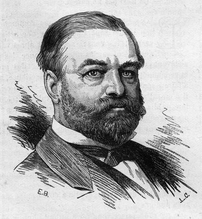 Retrato de Adolphe Cochery (1819 -1900), político francés. Grabado por Bocour en “Le Monde Illustré” n°1287 del 26 de noviembre de Etienne Gabriel Bocourt