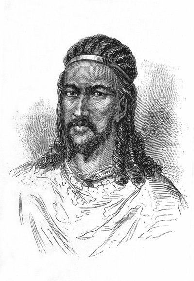 Retrato del emperador (ras) Teodoro de Abisinia. de Etienne Gabriel Bocourt