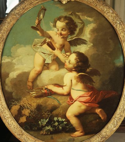 Una alegoría del amor - Putti jugando en un paisaje de Étienne Jeaurat