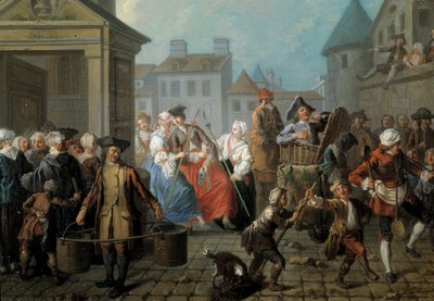 Carnaval en las calles de París (detalle) de Étienne Jeaurat