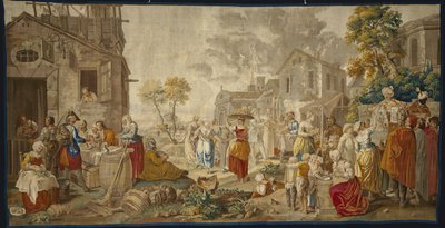 El mercado al aire libre, de Fiestas del pueblo, 1775-89 de Étienne Jeaurat