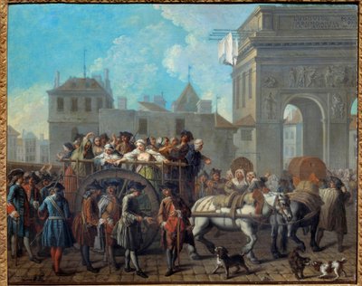La conducta de las chicas de alegría en la Salpetriere, el paso por las puertas de Saint Bernard de Étienne Jeaurat