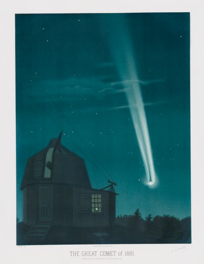 El Gran Cometa de 1881, observado en la noche del 25-26 de junio, a la 1h.30m AM, pub. 1881 de Étienne Léopold Trouvelot